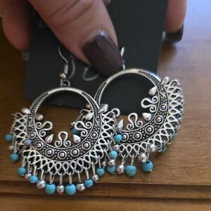 Elegant Silver and Turquoise Dangle Earrings